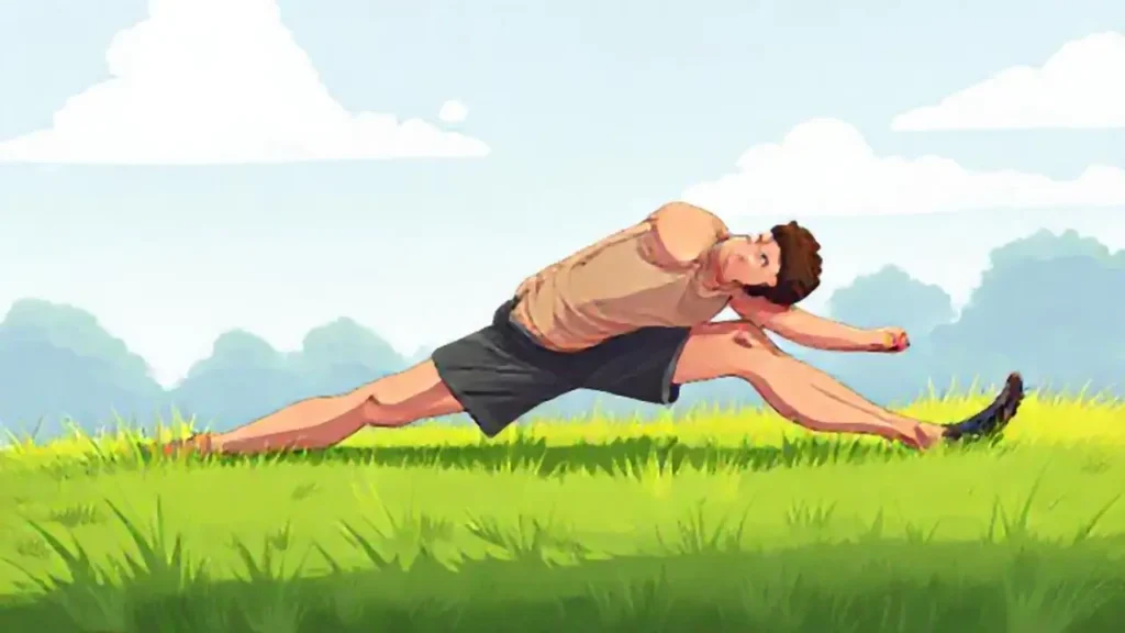 Hombre estirándose en el campo