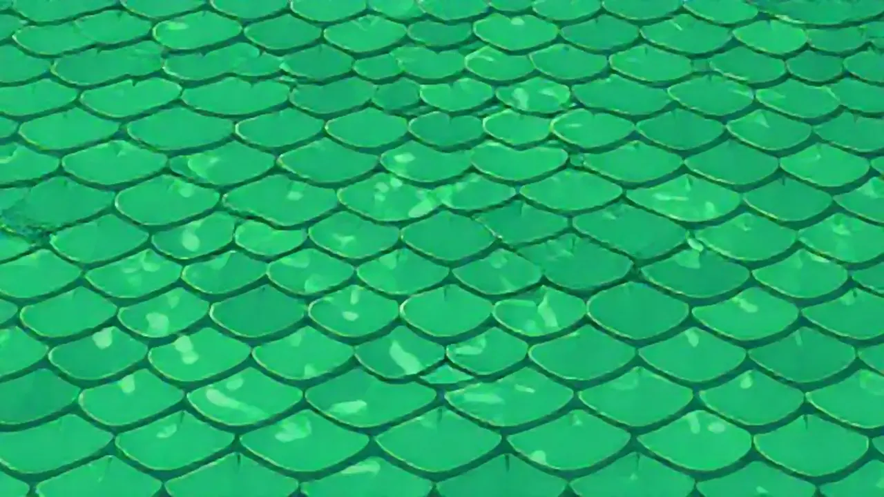 Escamas verdes danzan en el agua