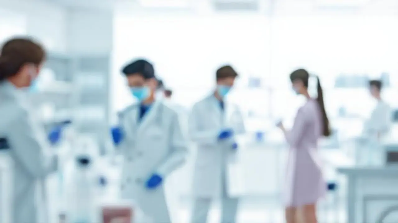 Laboratorio blanco, figuras borrosas