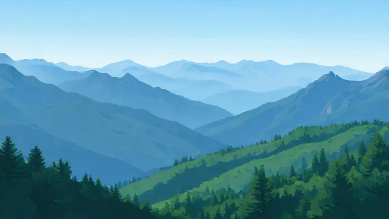 Montañas azules lejanas