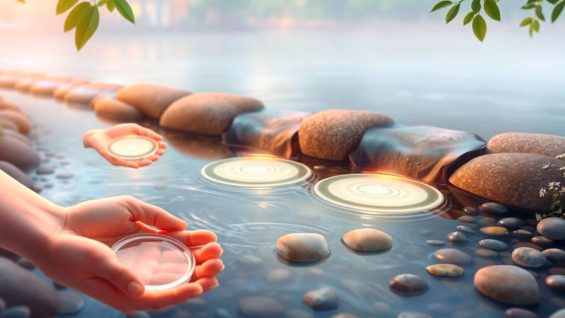 Salud vital reflejada en un río sereno