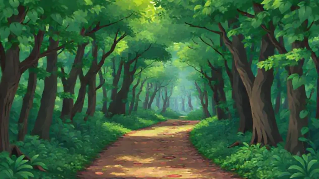 Sendero boscoso y verde