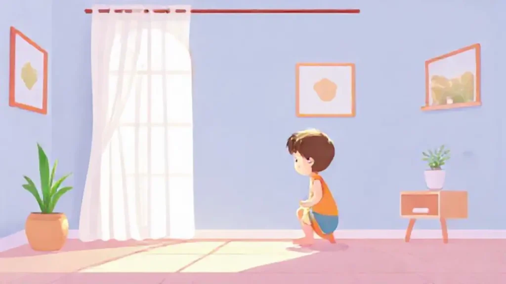 Niño dibuja en un cuarto soleado