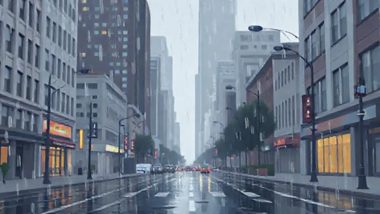 Lluvia gris sobre la calle
