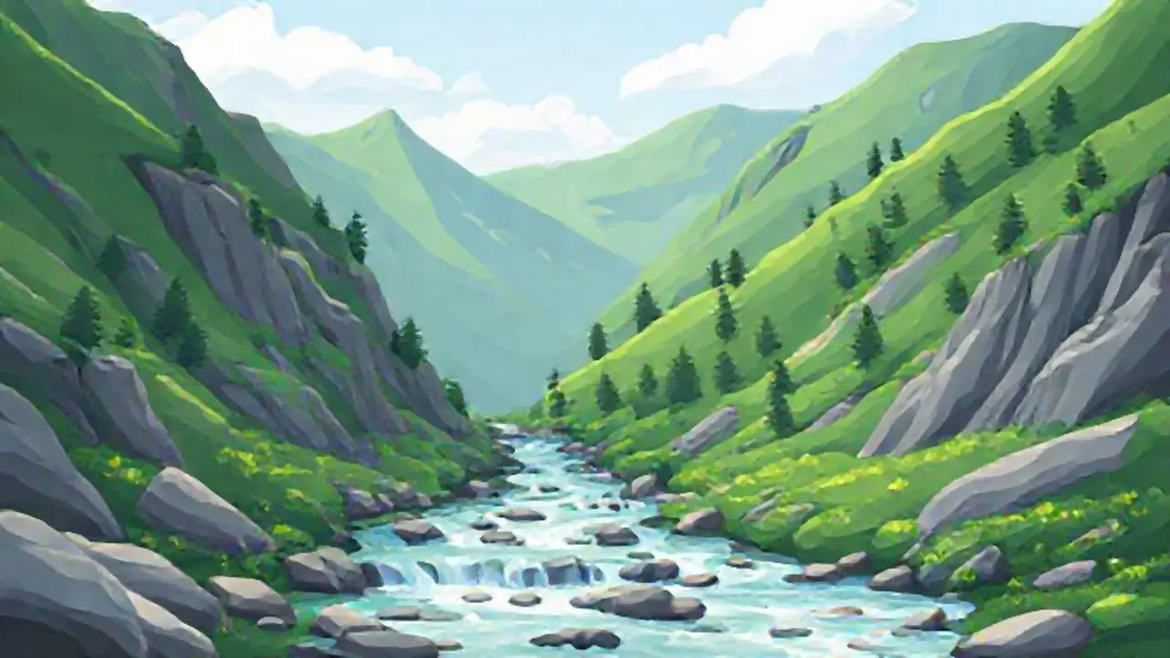 Río verde en la montaña