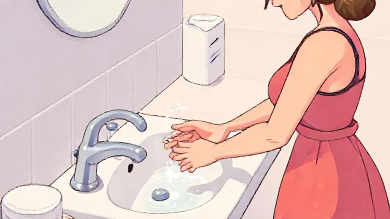 Mujer lava las manos