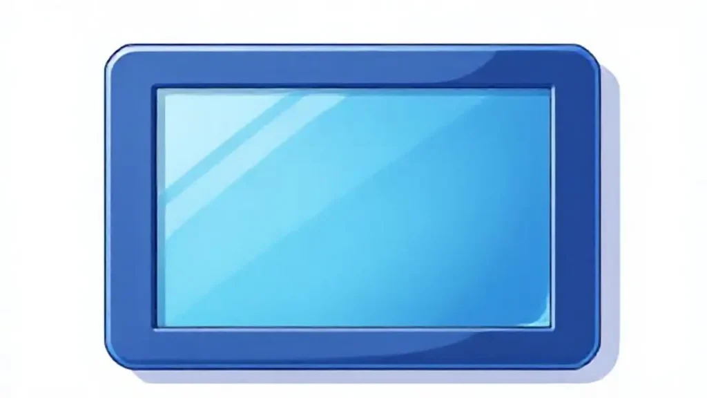 Pantalla azul sobre pared blanca