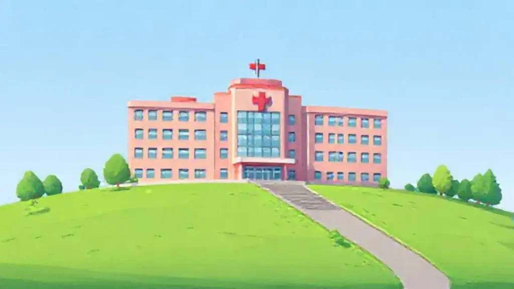 Hospital en la colina verde