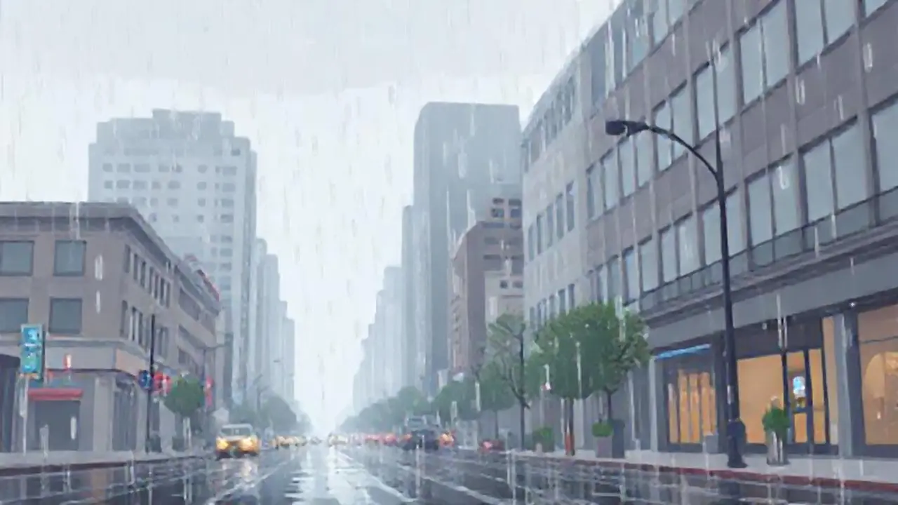 Lluvia gris sobre la calle