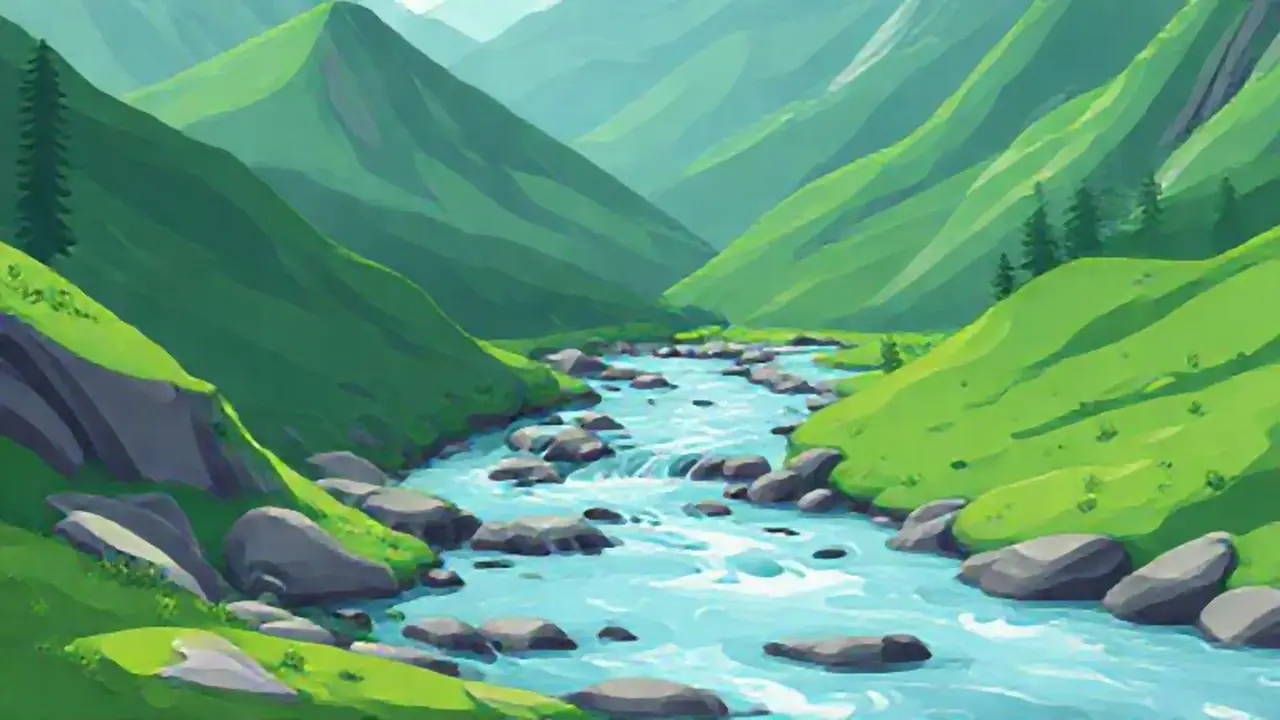 Río verde fluye