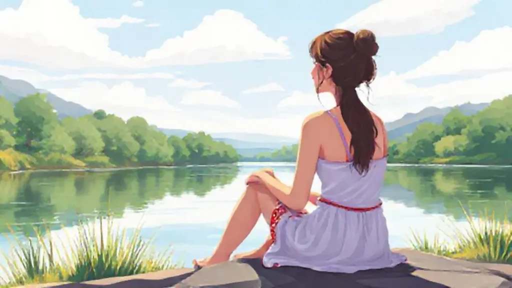 Mujer junto al río