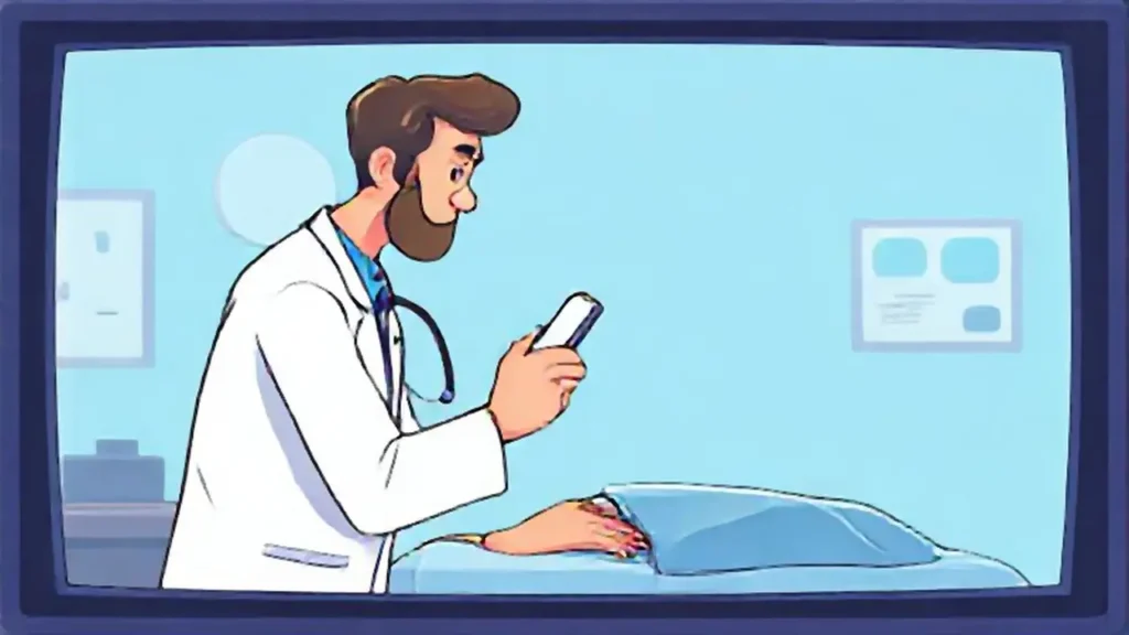 Médico revisa paciente virtual