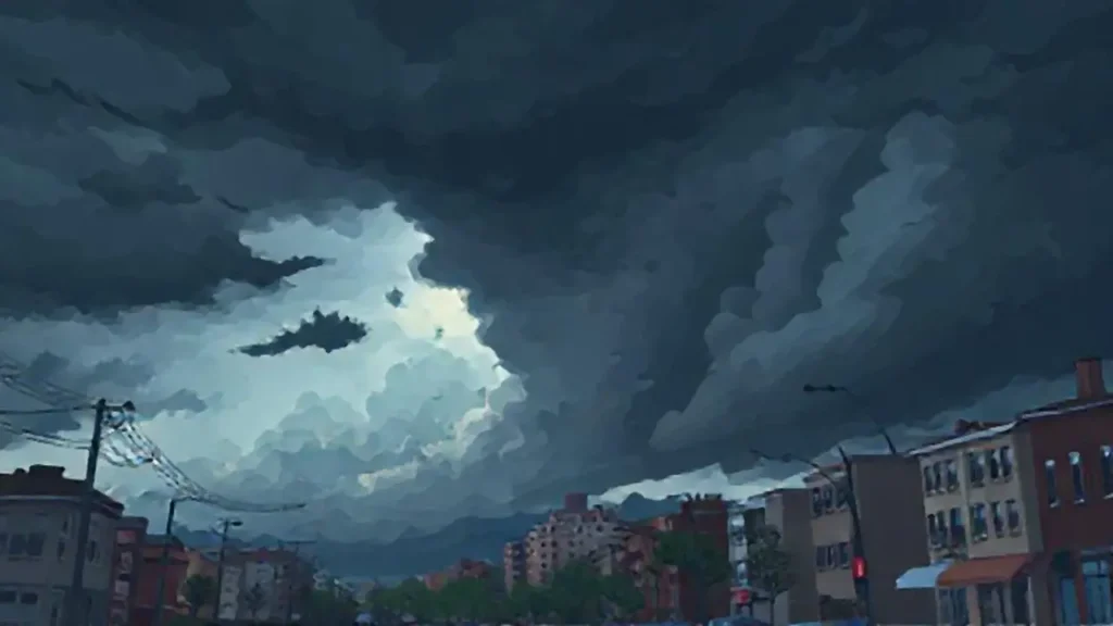 Nubes oscuras cubren la calle