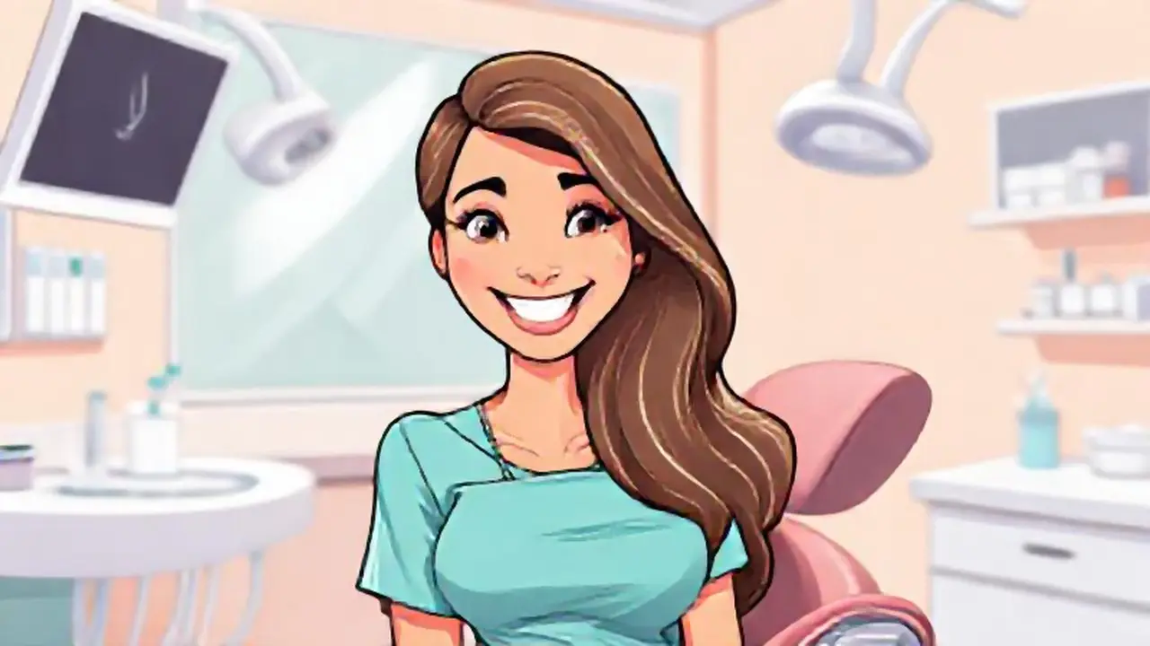 Mujer sonriente en la consulta dental