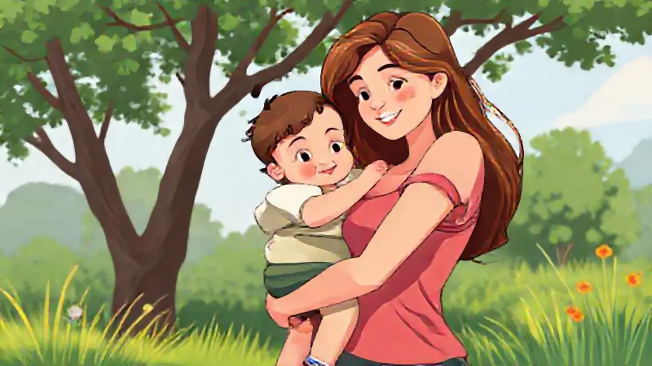 Mujer con niño al aire libre