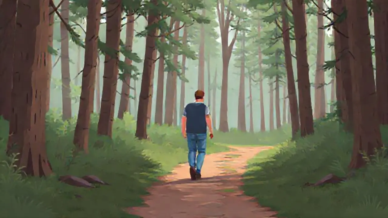 Hombre camina por el bosque