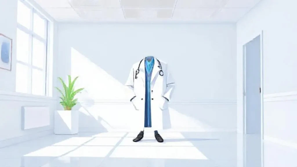 Médico blanco en habitación brillante