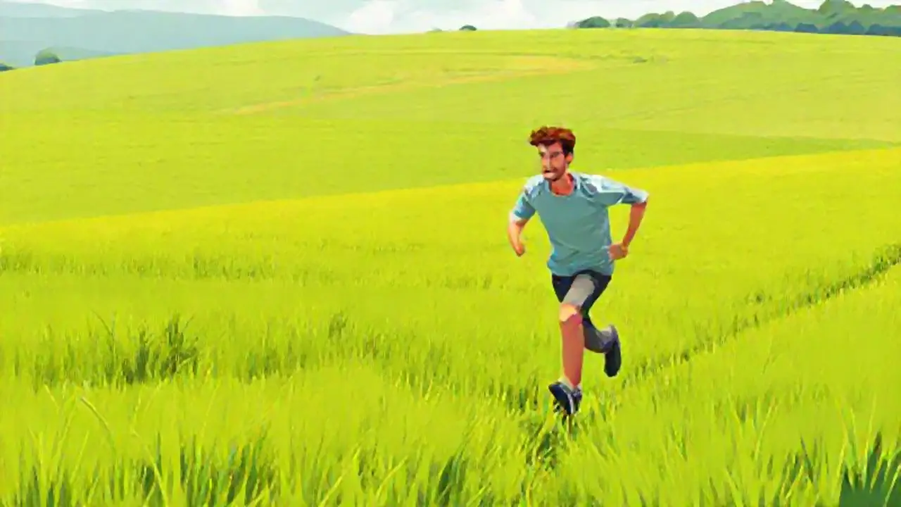 Un hombre corre por el campo