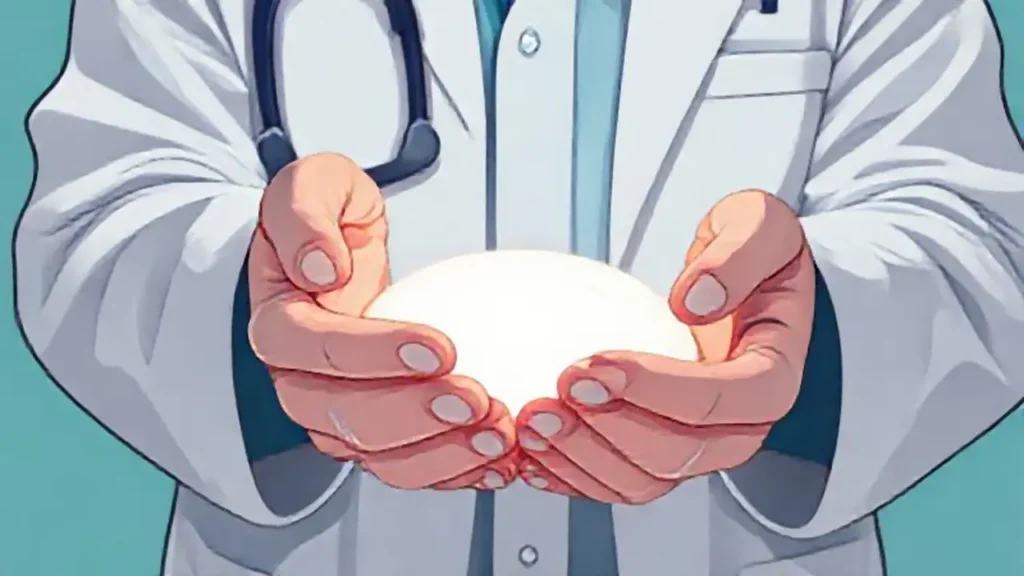 Manos del doctor sobre piel pálida