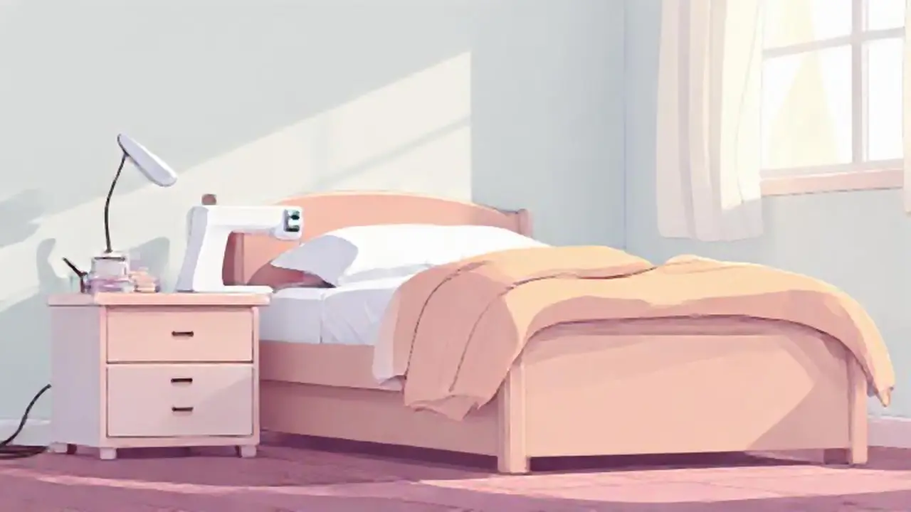 Máquina blanca junto a la cama