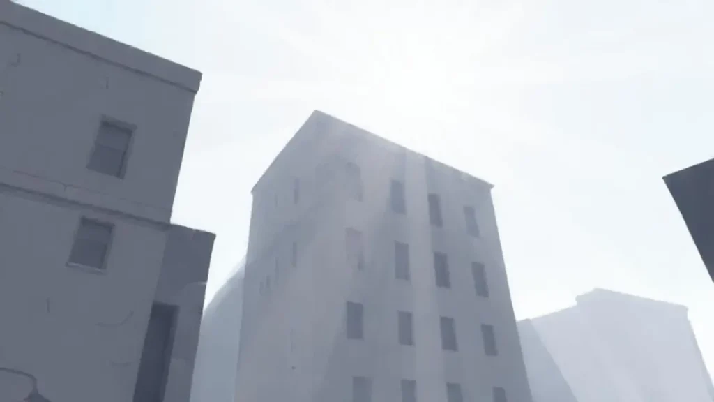 La luz del sol ilumina un edificio gris