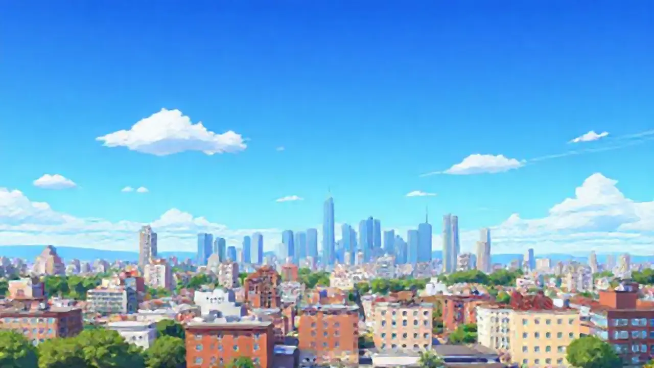 Cielo azul sobre edificios