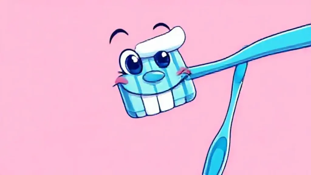 Cepillo azul cerca de una sonrisa