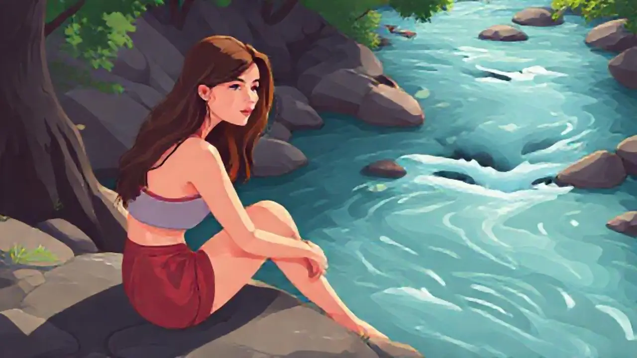 Mujer junto al río