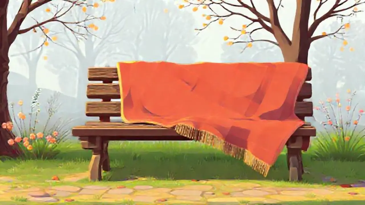 Manta caliente en banco al aire libre