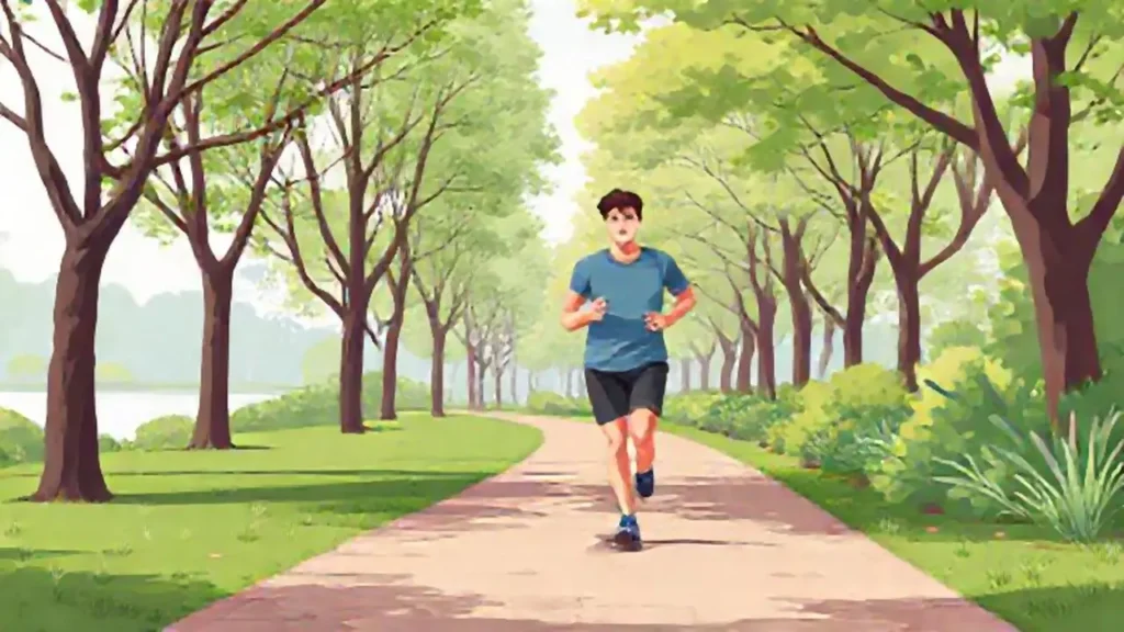 Joven corriendo por el parque