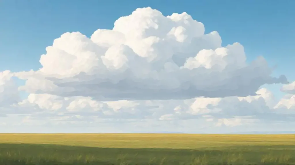 Nubes grises sobre un campo extenso