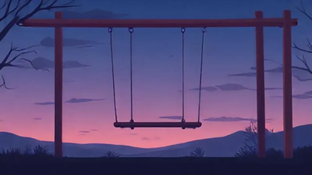 Columpio vacío al crepúsculo