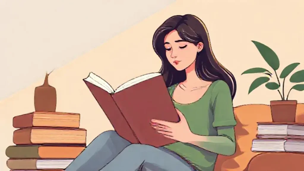 Mujer lee un libro grande