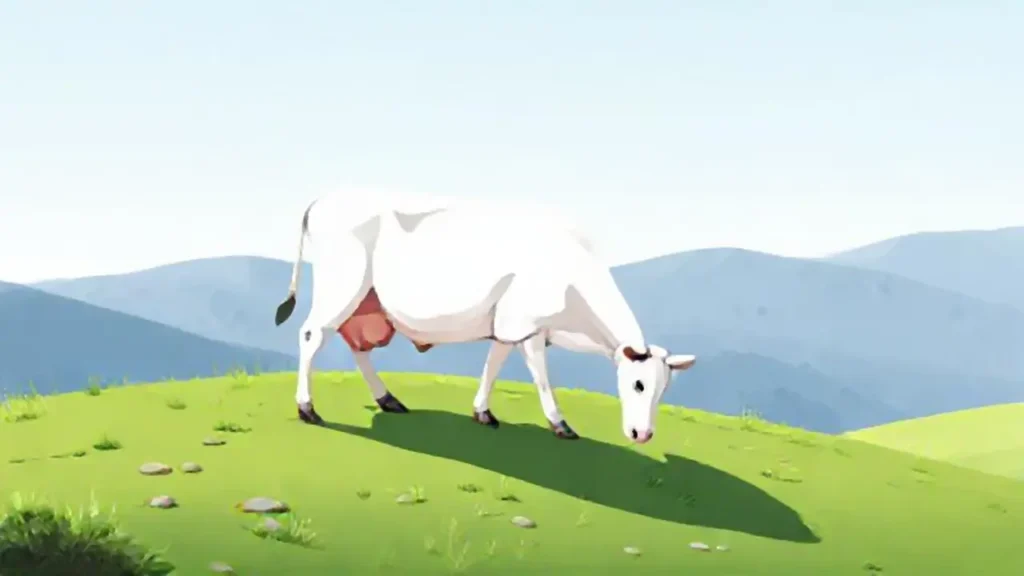Vaca blanca en pasto verde
