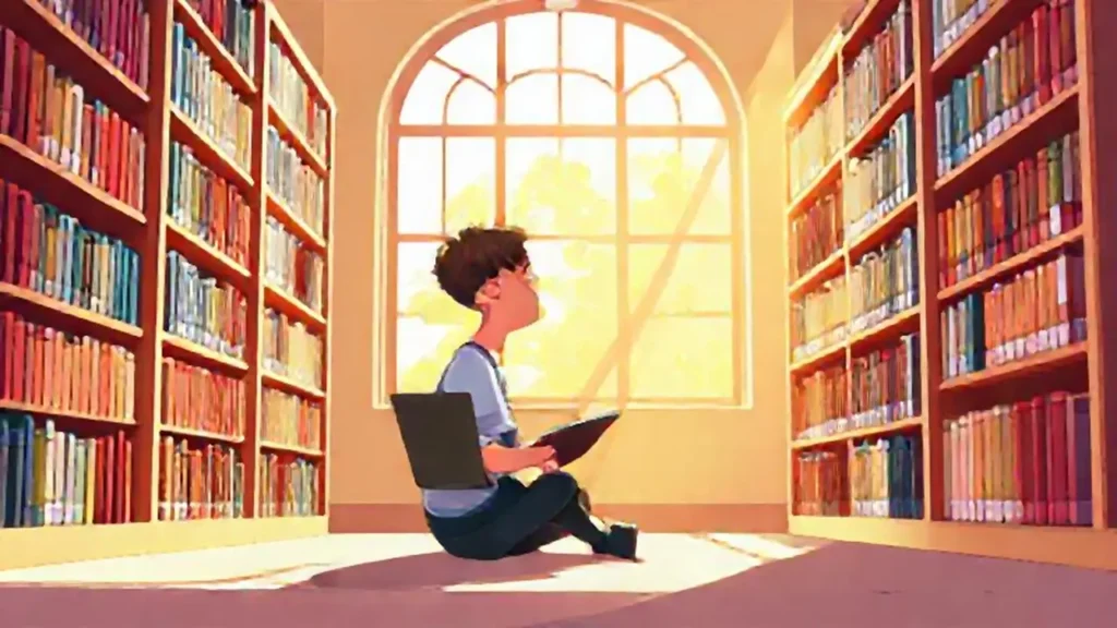 Estudiante en la biblioteca