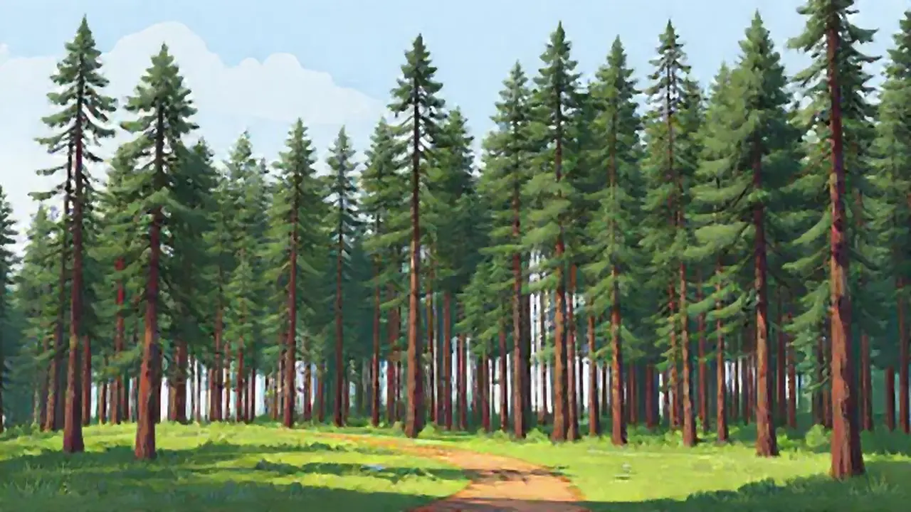 Sendero por un bosque de pinos altos