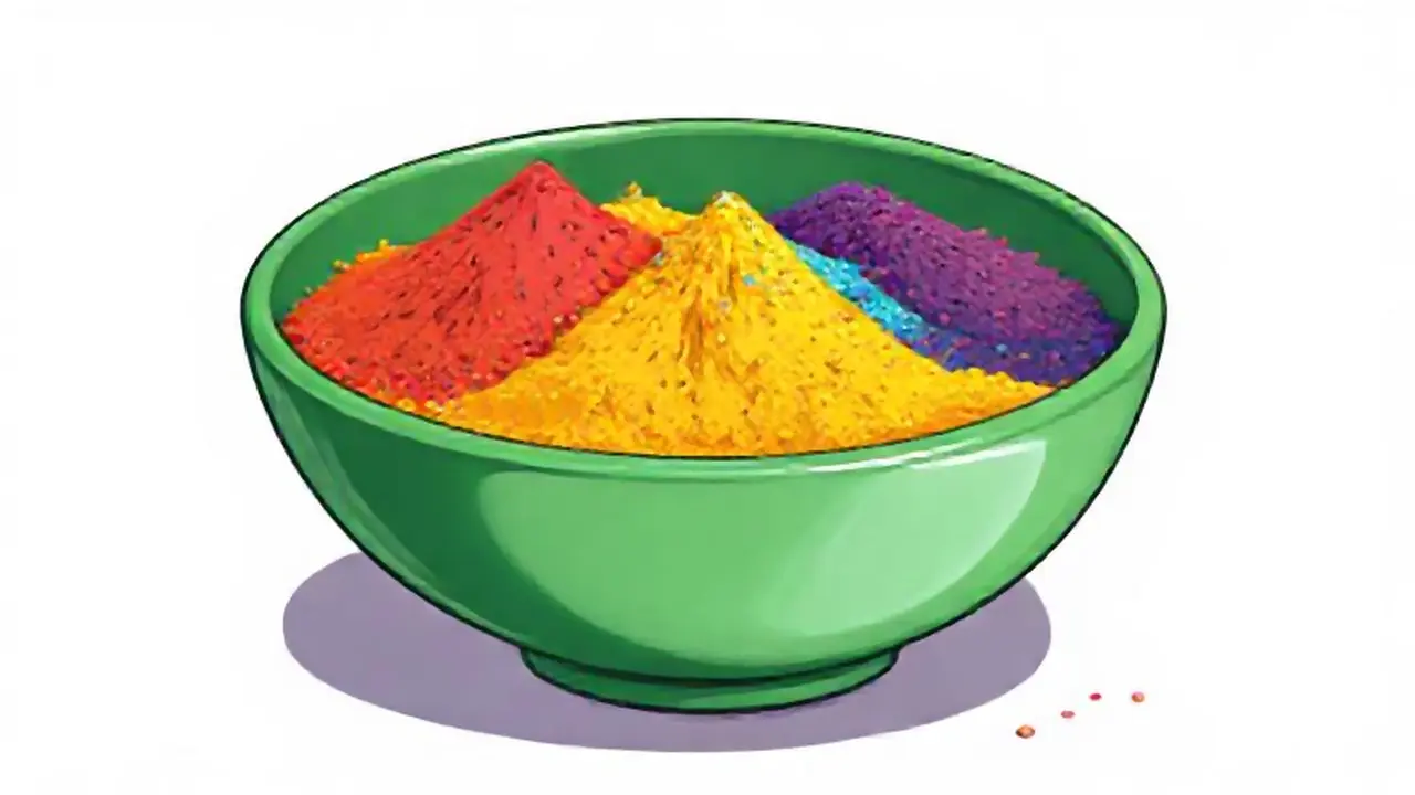 Un cuenco verde con polvos de colores