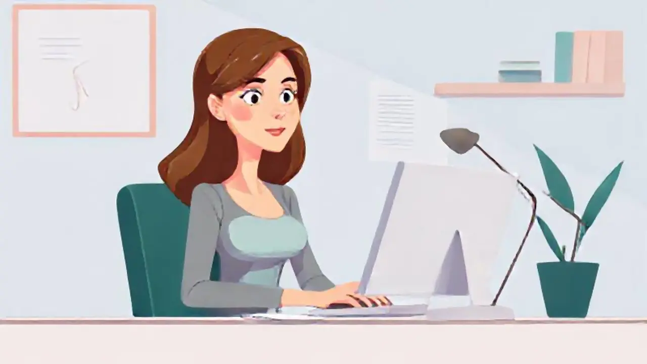 Mujer sentada en el escritorio