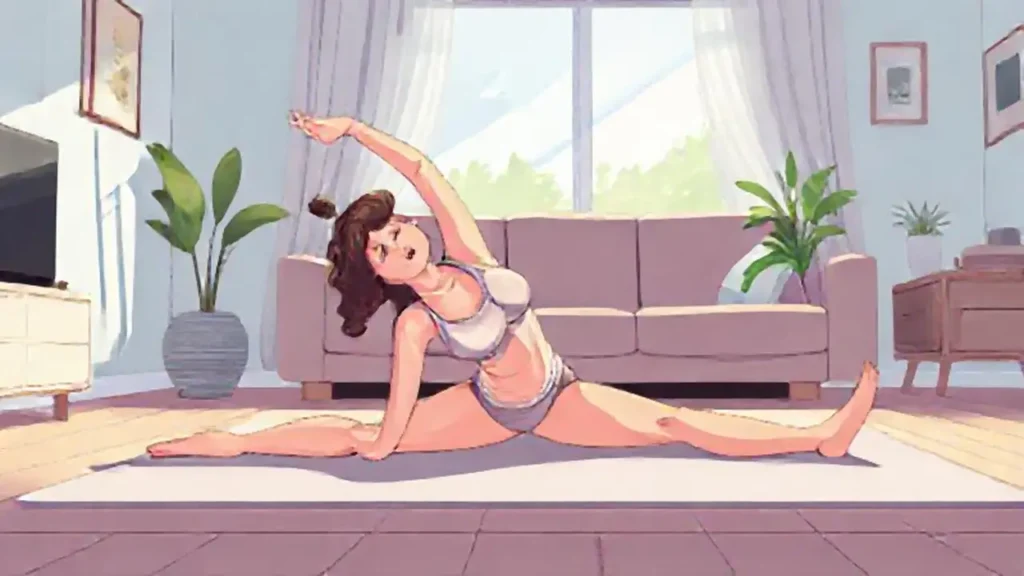 Mujer estirándose en el suelo