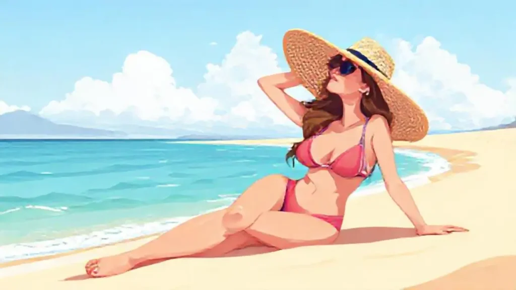 Mujer descansando en la playa
