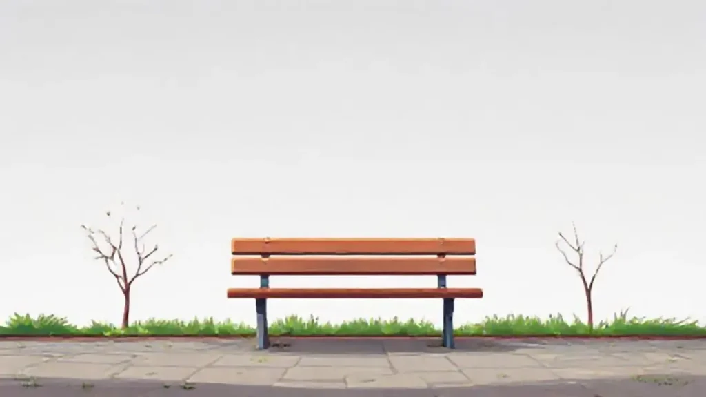 Banco vacío bajo un cielo gris