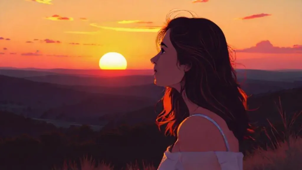 Mujer observa el atardecer