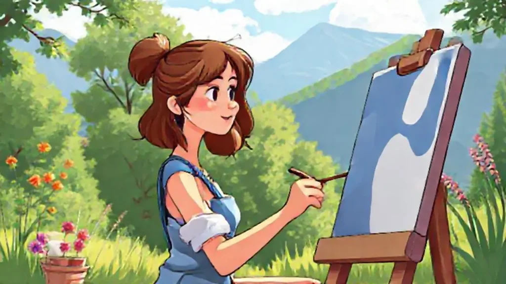 Joven pintando al aire libre