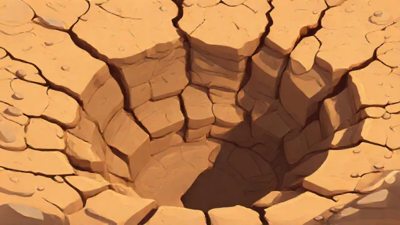 Tierra reseca y pozo vacío