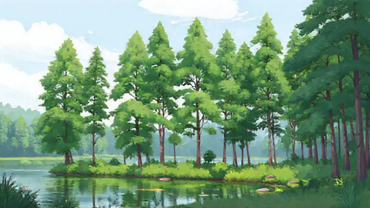 Árboles verdes junto al río