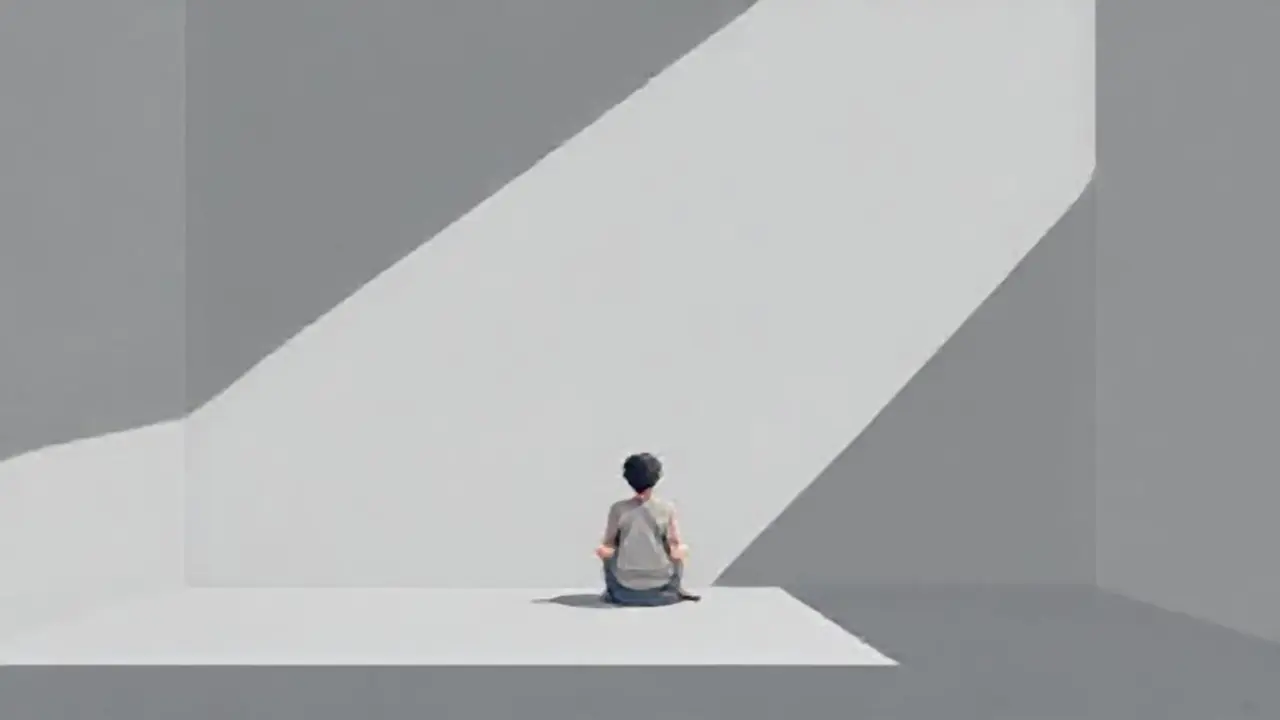Un hombre solo en una habitación gris