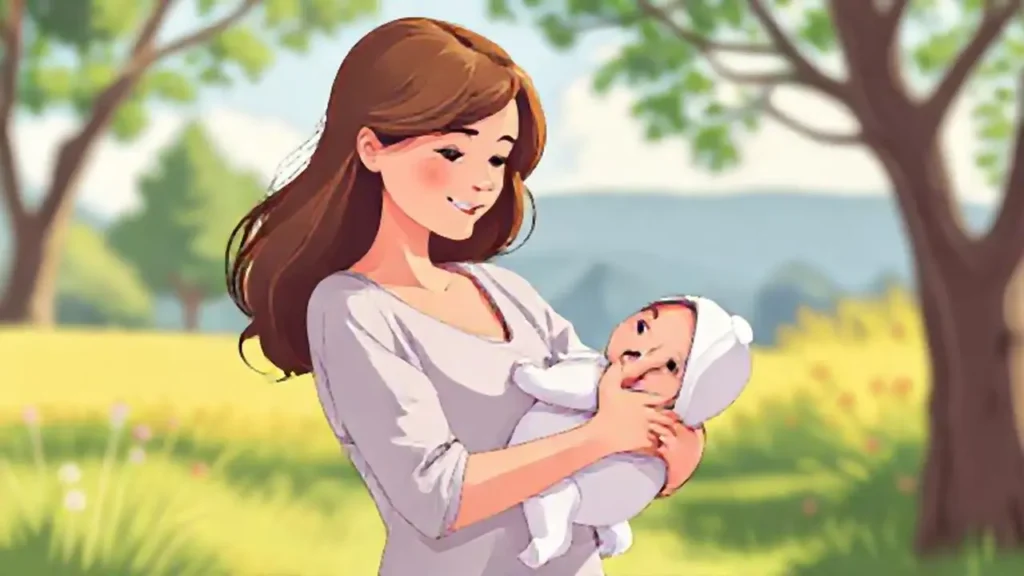 Mujer con bebé al aire libre