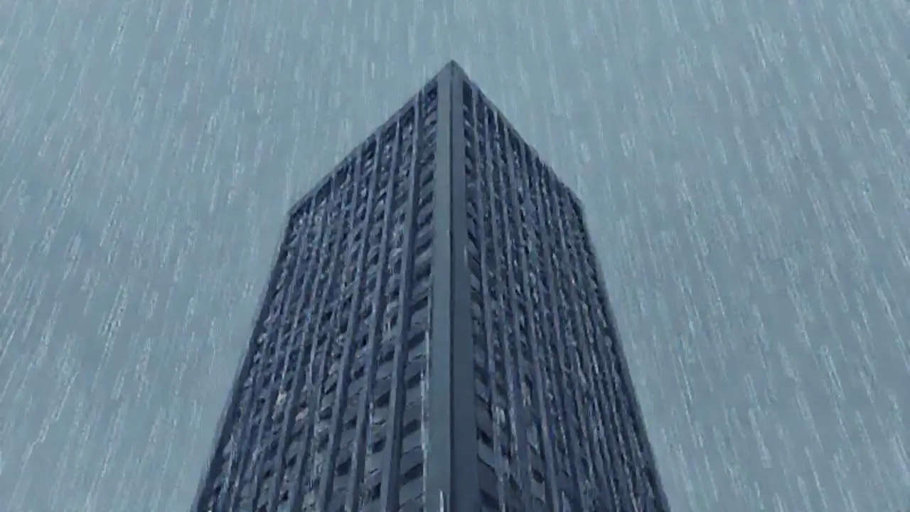 Lluvia gris sobre rascacielos