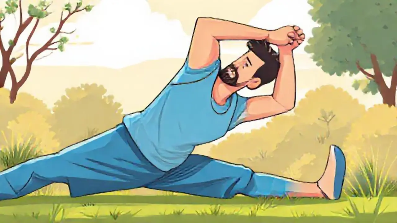 Hombre estirándose al aire libre