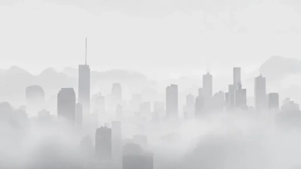 La ciudad gris se disuelve en la niebla